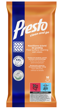 Presto Ściereczki nawilżane do czyszczenia podłóg 16 sztuk