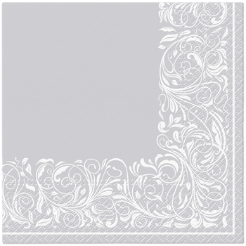 Serwetki papierowe popielate z białym wzorem, 20 sztuk, 3-warstwowe