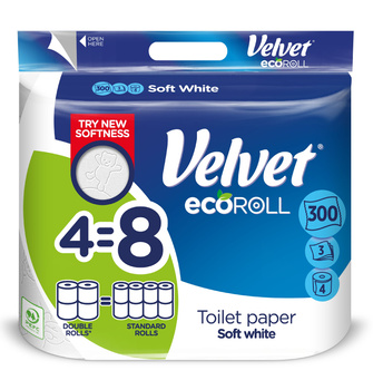 Papier toaletowy Velvet ECOroll delikatnie biały 4 rolki