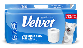 Velvet Delikatnie Biały Papier toaletowy 8 rolek