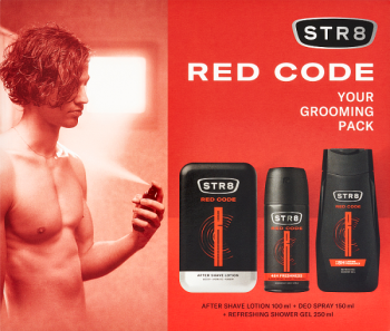 STR8 Zestaw Kosmetyków Red Code (Woda po goleniu 100ml + Dezodorant spray 150ml + Żel pod prysznic 2
