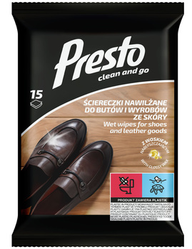 Presto ściereczki do czyszczenia butów i wyrobów ze skóry 15szt