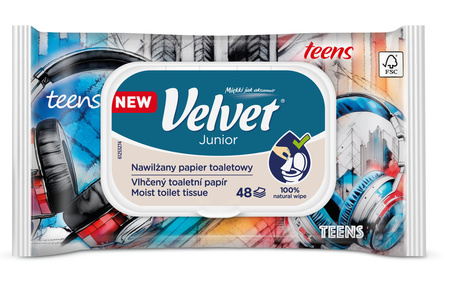Velvet Junior Nawilżany papier toaletowy 42 sztuki (Mix wzorów)
