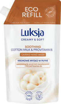 Luksja Creamy & Soft Kremowe mydło w płynie łagodzące mleczko bawełniane i prowitamina B5 400 ml