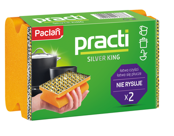 Gąbki do naczyń Paclan Practi Silver King 2 sztuki