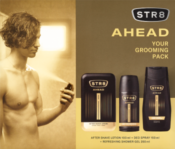 STR8 Zestaw Kosmetyków Ahead (Woda po goleniu 100ml + Dezodorant spray 150ml + Żel pod prysznic 250m