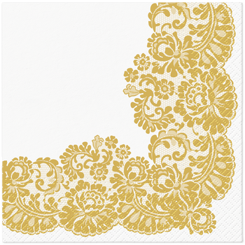 Serwetki Złote Koronkowe z Ramką Paw TL702609