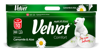 Velvet papier toaletowy 3 warstwowy rumianek i aloes 10szt