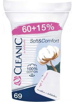 Cleanic płatki kosmetyczne kwadratowe 69 sztuk