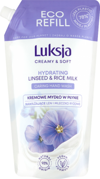 Luksja Creamy & Soft Kremowe mydło w płynie Nawilżające Len i Mleczko Ryżowe 900 ml