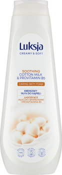 Luksja Creamy & Soft Kremowy płyn do kąpieli Łagodzące Mleczko Bawełniane i Prowitamina B5 900 ml